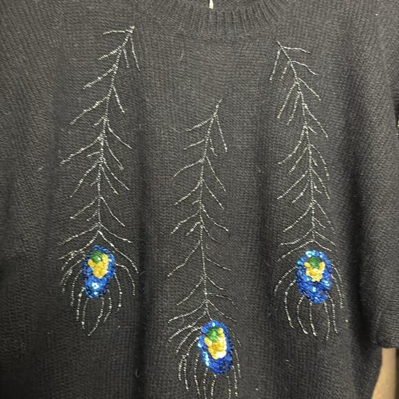 NWT Vintage international tricot Les Copains Black Beaded Embellishments Sweater - Picture 3 of 8